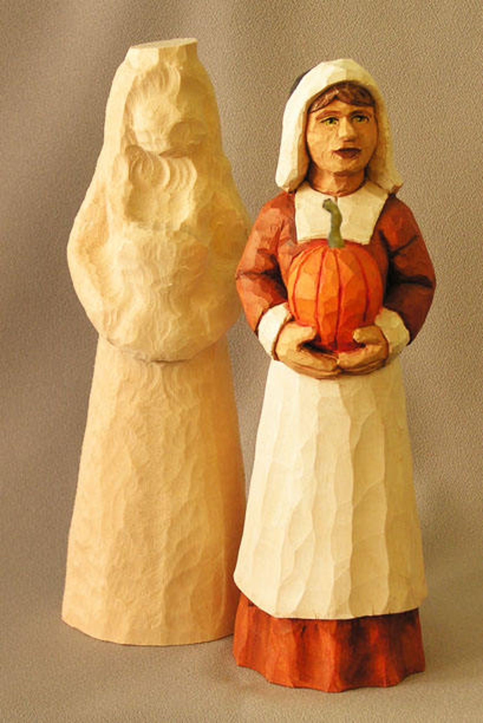 Wood Carving Blanks, Rough Out for Thanksgiving, Pilgrim Woman Basswood ...