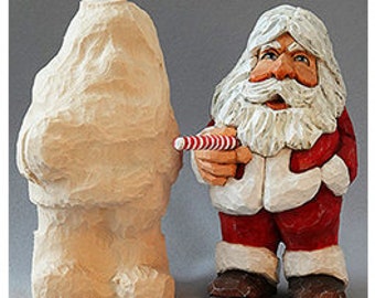 Suministros para tallado, bocetos, patrones de tallado, proyecto, tallado. Bosquejo de Papá Noel encubierto: Papá Noel empresario. Bosquejo de 18 cm x 8,9 cm x 10 cm.