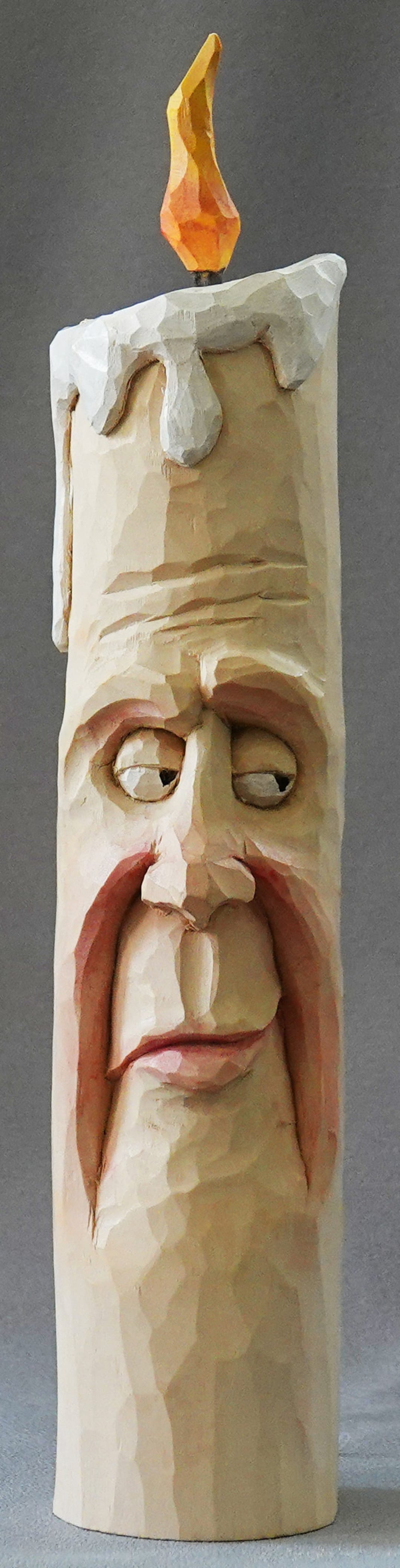 Wood Carving Candle, Hand Carved, Exclusive Handcrafted