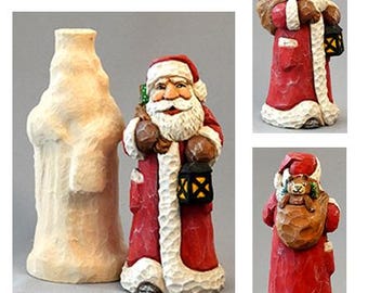 Dibujo de Papá Noel con bolsa y linterna: 18 cm x 7,6 cm x 7,6 cm con imagen a color