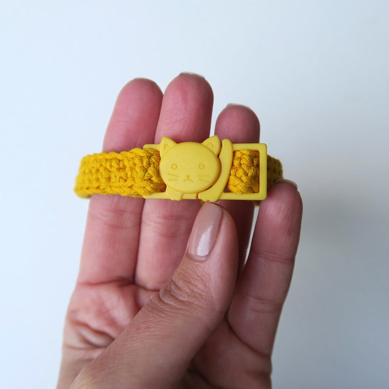 Yellow Crochet Cat Collar Adjustable Cat Bow Tie Collar Etsy UK