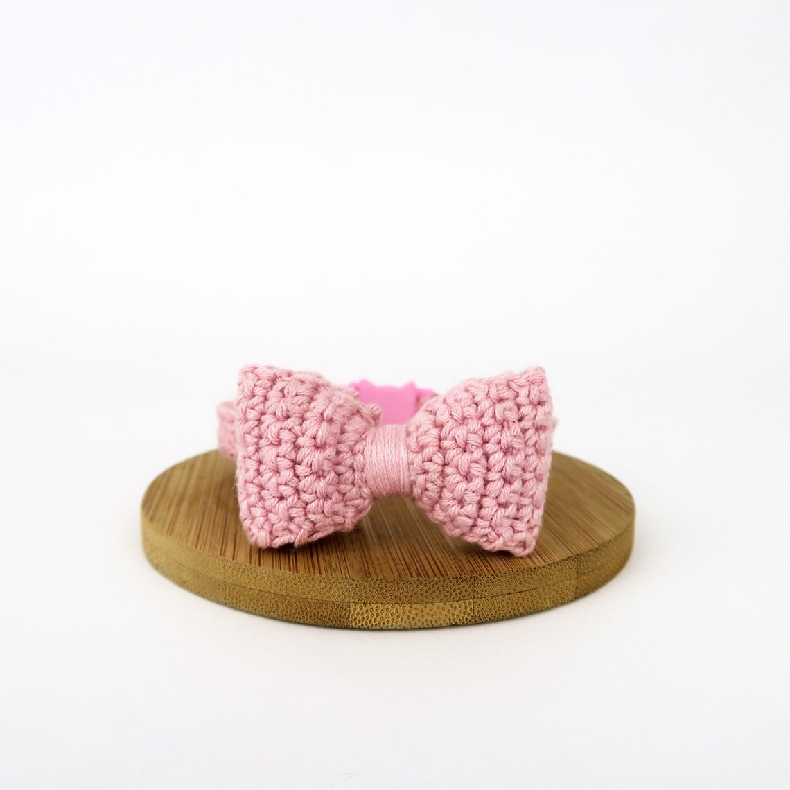 Baby Pink Crochet Cat Collar Adjustable Cat Bow Tie Collar Etsy UK