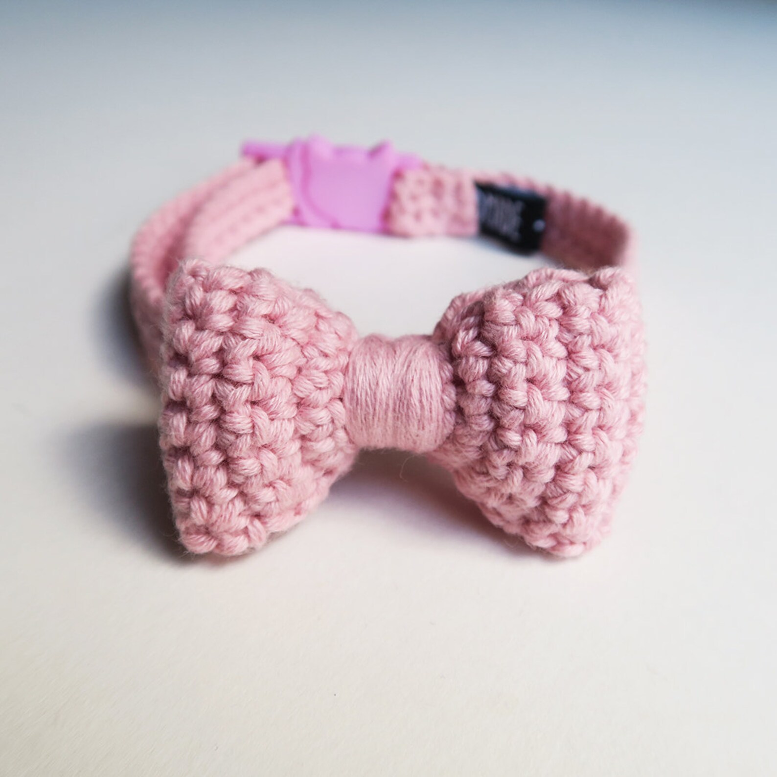 Baby Pink Crochet Cat Collar Adjustable Cat Bow Tie Collar Etsy UK