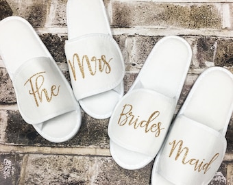 Spa Slippers, The Mrs Slippers, Spa Slippers, Custom Spa Slippers, Bridesmaid Gift, Bridal Party Slippers, Bridal Slippers, The Mrs,