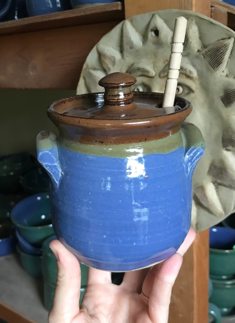 Honey Jar and Dipper Made-to-Order blue/brown