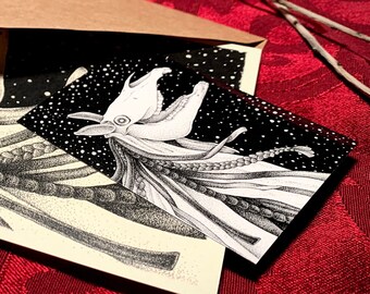 Mari Lwyd Sticker – Winter Solstice Horse, Waterproof Laptop Decal