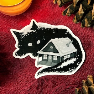 Yule Cat — Stickers — Winter Solstice Holiday Gifts — Christmas Cat Stocking Stuffer — Waterproof for Laptop, Water Bottle, Phone, Journal