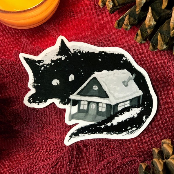 Yule Cat — Stickers — Winter Solstice Holiday Gifts — Christmas Cat Stocking Stuffer — Waterproof for Laptop, Water Bottle, Phone, Journal