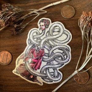 Rokurokubi — Stickers — Waterproof Decals for Laptop, Water Bottle, Phone, Journal — Japanese Vampire Yokai Gift — Horror Geisha Folklore