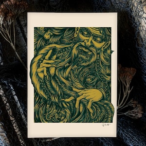 Seafarer&#39;s Beard — Art Print — Lithuanian Baltic Pagan Mythology — Fantasy Nautical — Folklore Baltic Sea — Lietuva — 5x7, 8x10, 11x14