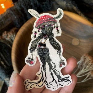 Mushroom Poison Master — Stickers — oeuvre d'art sombre et fantastique — cadeau de créature sorcière — alchimie — waterproof pour ordinateur portable, bouteille d'eau, téléphone, journal