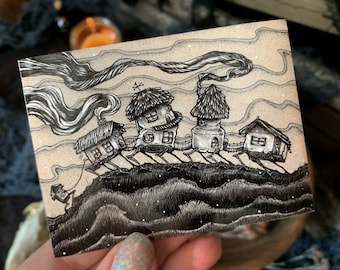 Baba Yaga Walking Houses Sticker – Slavic Folklore Fantasy Art