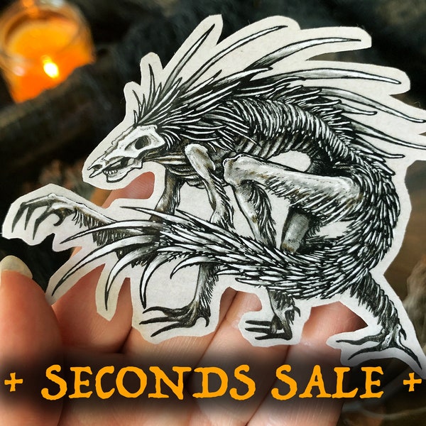 SECONDS: Skinwalker — B-Grade Stickers — Navajo Folklore Art — Skull Monster Gift — Spiky Creature — Waterproof for Laptop, Phone, Journal