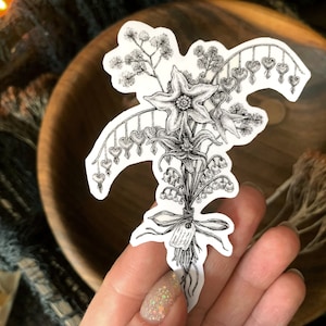 Poison Bouquet — Stickers — Botanische Inktkunst — Dark Witchy-cadeau — Vintage Herbology — Waterdicht voor laptop, waterfles, telefoon, dagboek