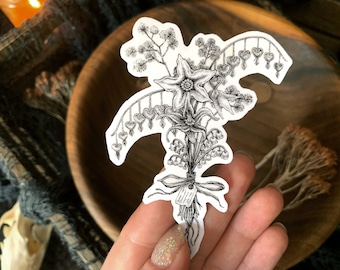 Poison Bouquet — Stickers — Botanical Ink Art — Dark Witchy Gift — Vintage Herbology — Waterproof for Laptop, Water Bottle, Phone, Journal