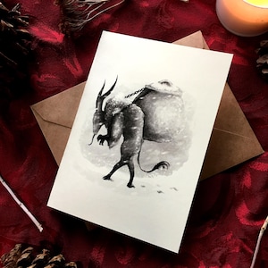 Cartes Krampus — Monstre de Noël — Diable de Noël — Carte de voeux alternative gothique — Carte de voeux d'hiver — Noël effrayant — Gru vom Krampus — A7