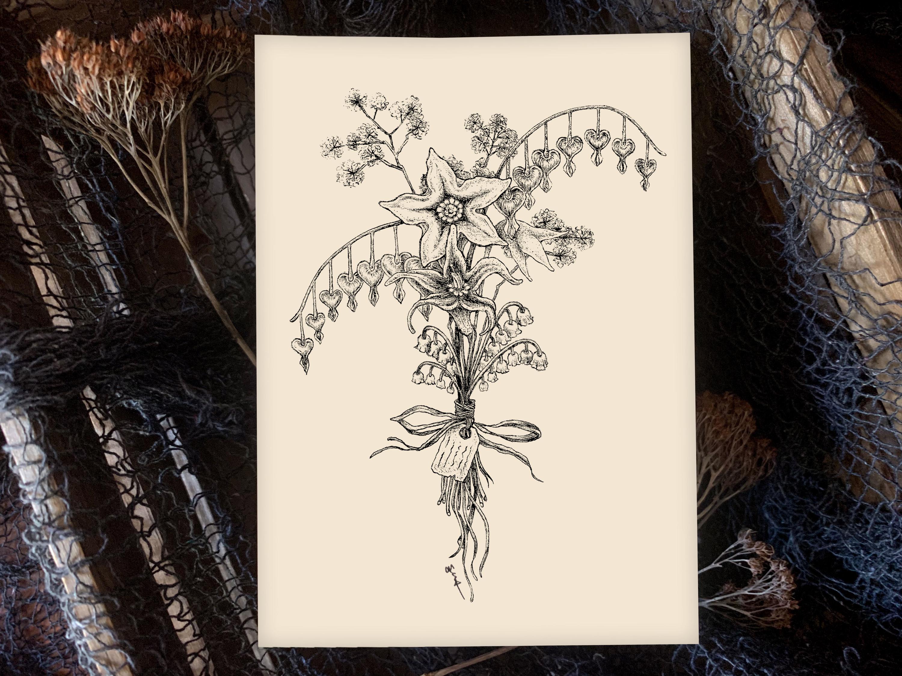 Poison Bouquet — Art Print — Horror Romance — Gothic Poisonous Flowers ...