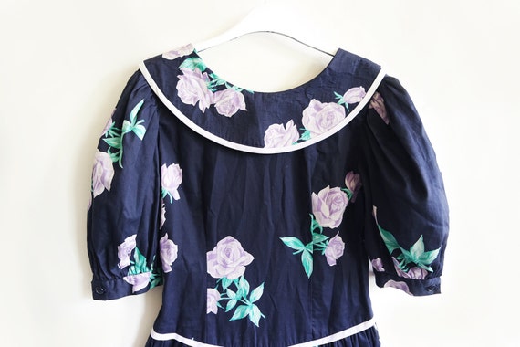 Vintage 80's Kathryn Conover dress lilac and navy… - image 3