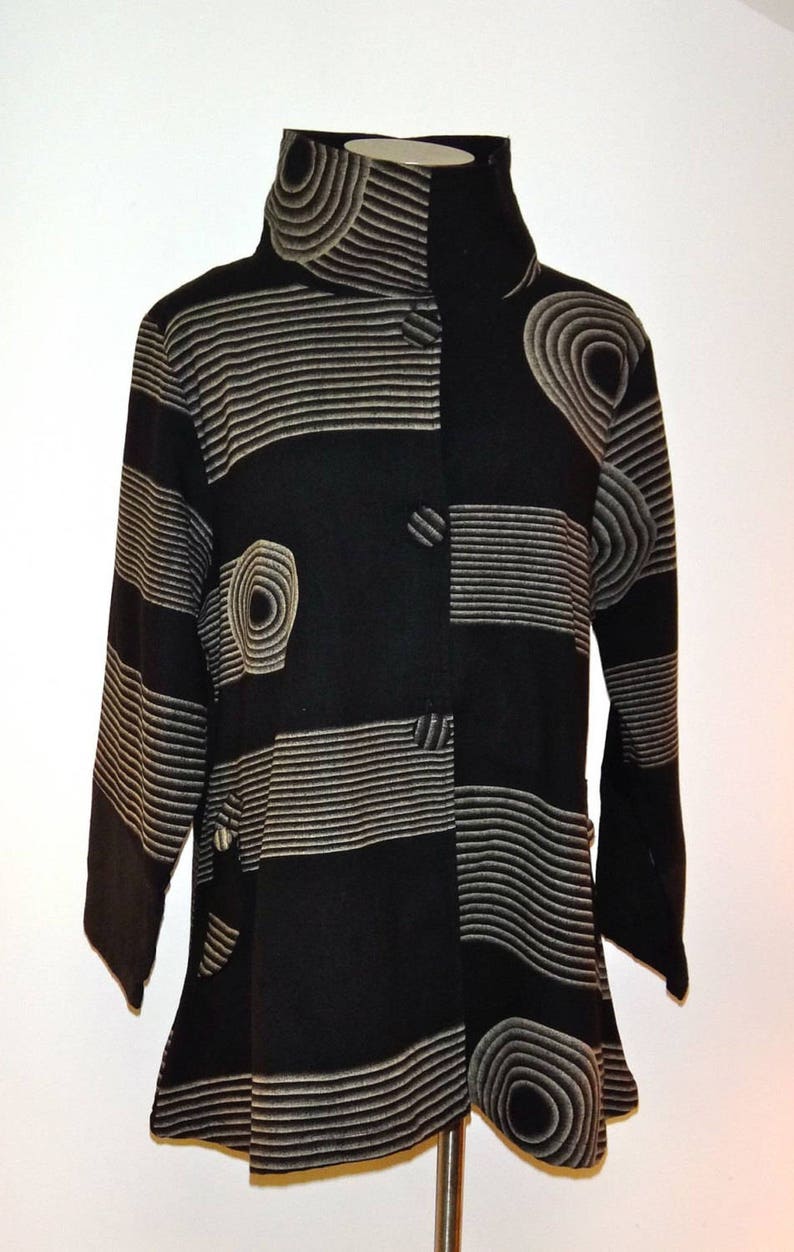 SP15-5029 Long Cotton Jacket WGeometric Print