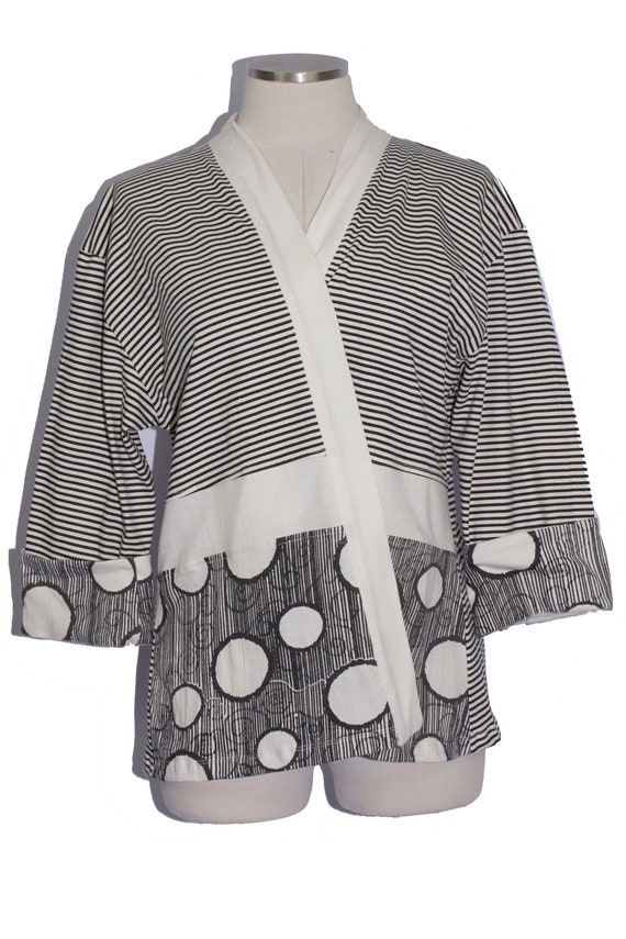 Black & White Striped Cotton Jacket FA17-7330 | Etsy