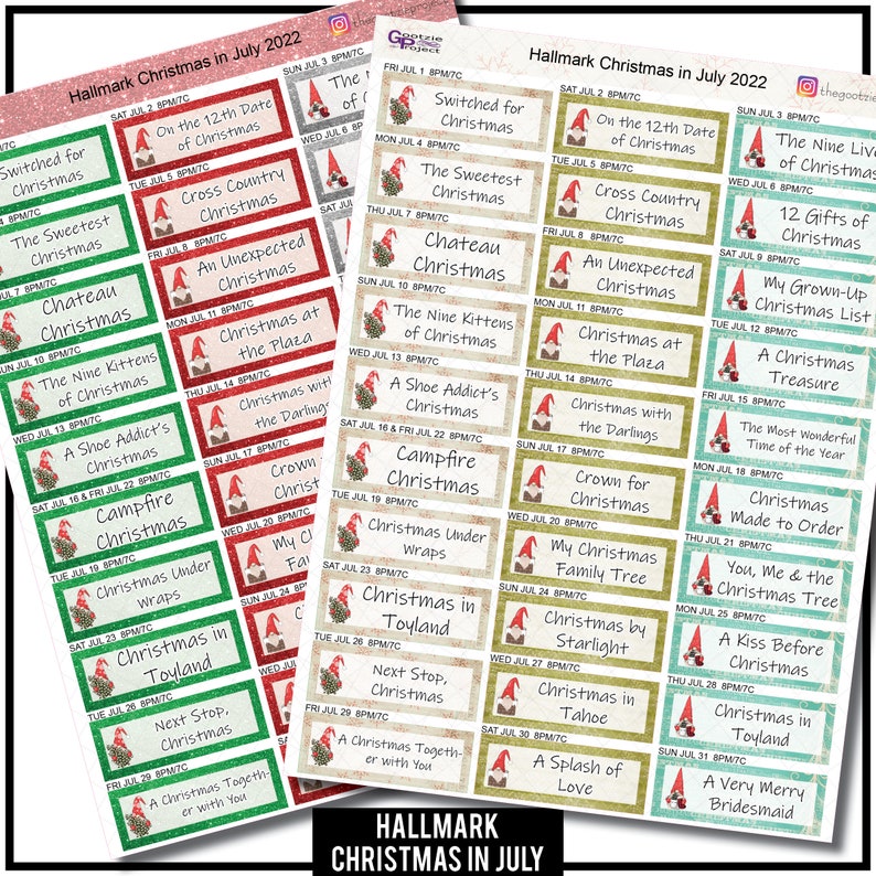 2022 Hallmark Christmas in July Movie Lineup Works in Erin Etsy