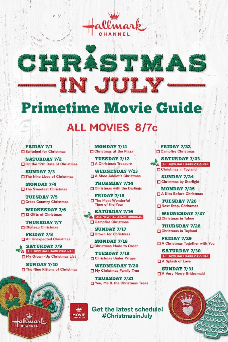 2022 Hallmark Christmas in July Movie Lineup Works in Erin Etsy Canada