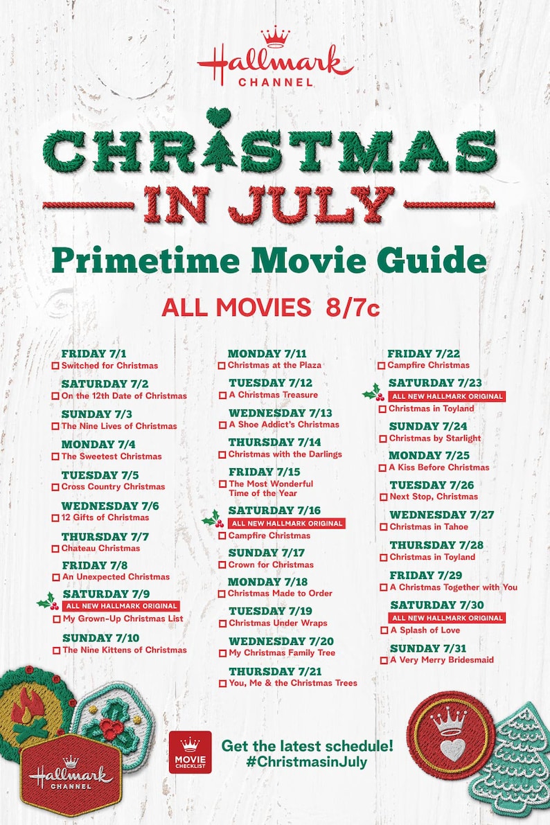 2022 Hallmark Christmas in July Movie Lineup Works in Erin Etsy UK