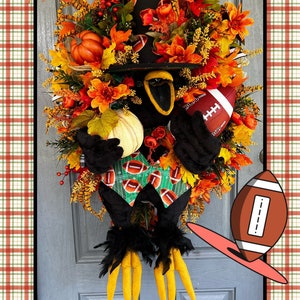 Fall Wreath, Football Wreath , Sports Wreath,Crow Wreath , Thanksgiving Wreath