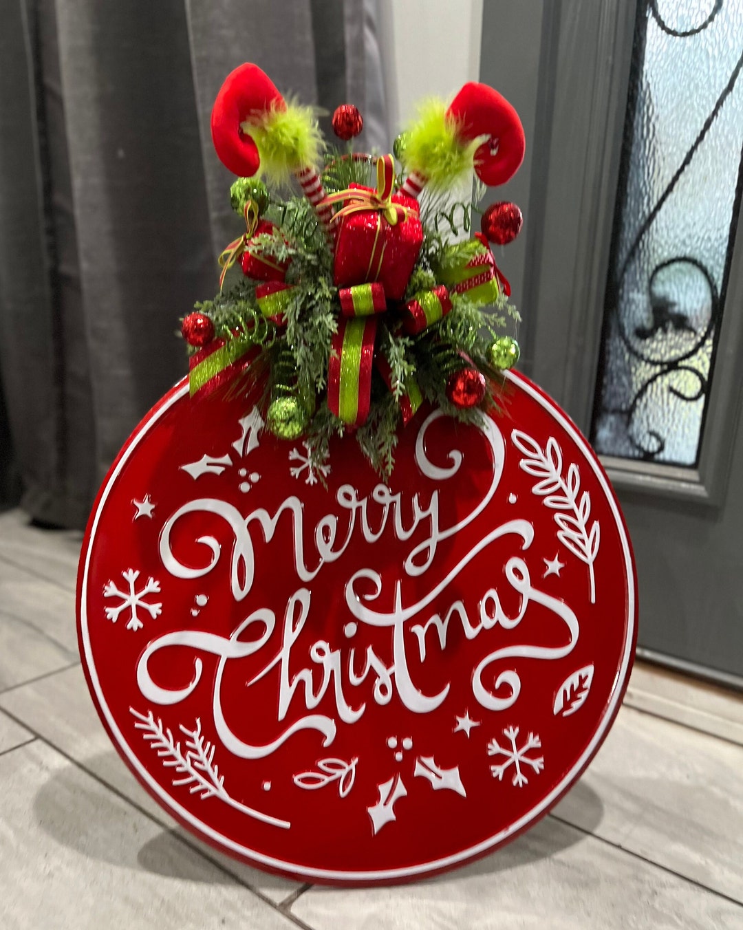 Christmas Door Arrangement Christmas Ornament Door Etsy