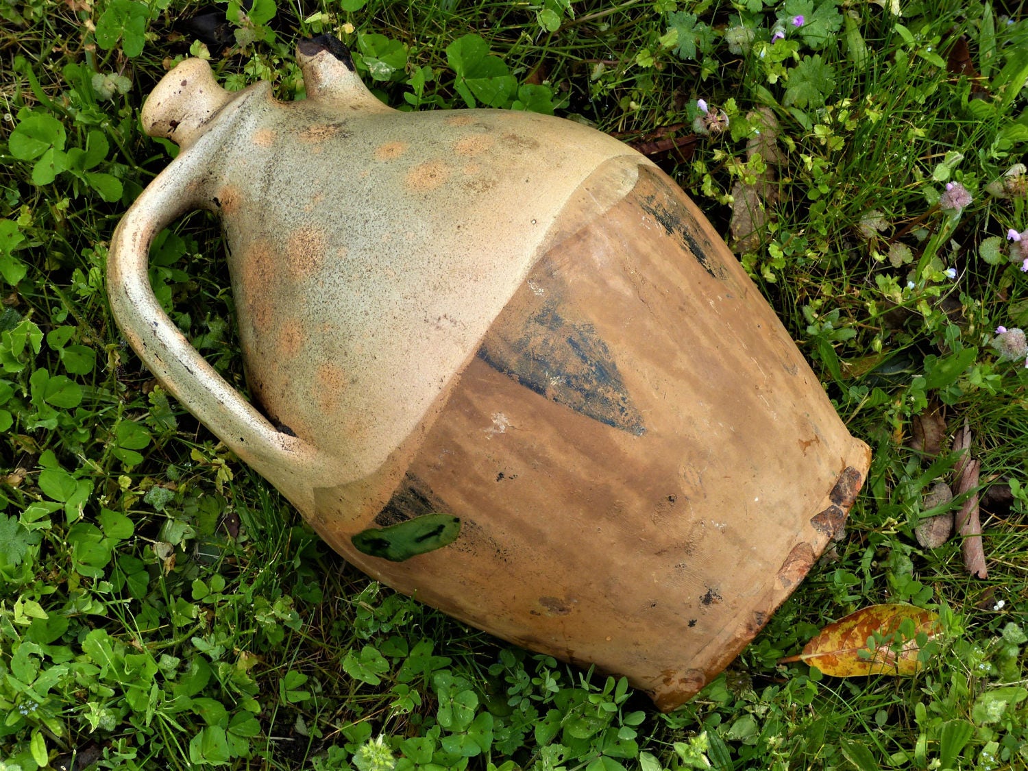 Pichet de Vin Français en Pierre Antique. Pichet Antique d'huile d'olive Cruche Rustique Grès. Cadea