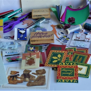PAQUETE GRANDE SURPRISE de Kit de Fabricación de Tarjetas, Kit de Scrapbooking, Kit de Efemérides Vintage Mix 'n Match, Regalo de Navidad, Kit de Diario Basura,