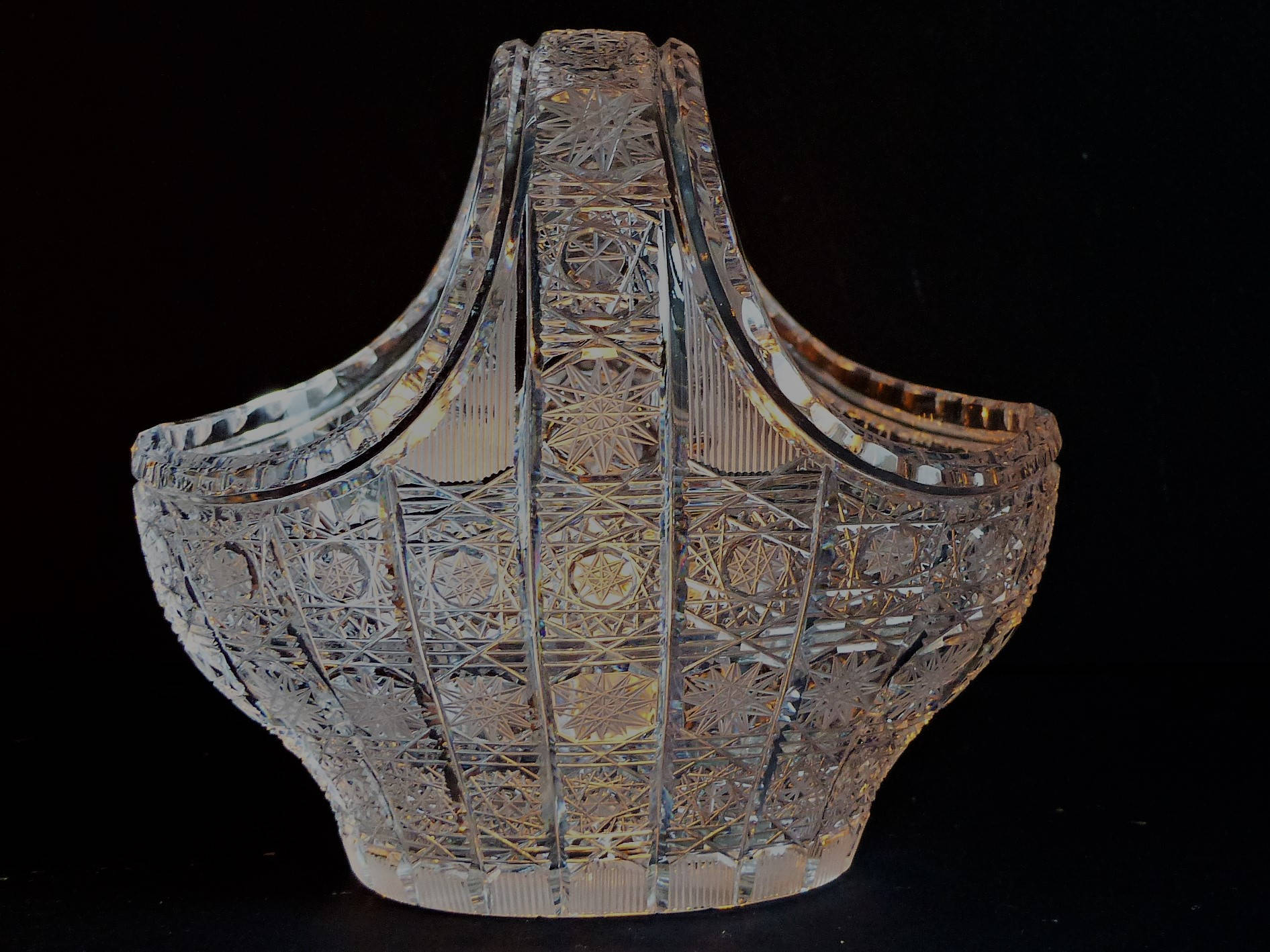 Cut Crystal Bon Bowl, Vintage Basket Shape Dish, English Crystal, Sweet Anniversary Gift,