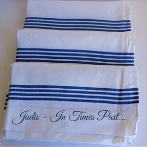 Set of 3 White & Blue Kitchen Towels, French Cotton Tea Towels, Large Dish Towels, Dishcloths, MOTHERS DAY GIFT, French Vintage Kitchen,