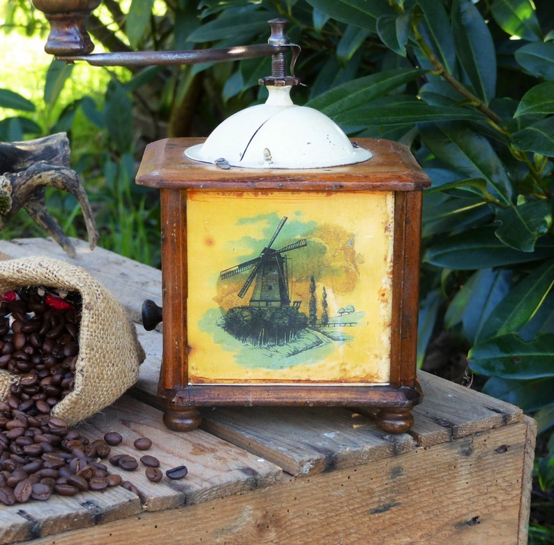 Antique Coffee Mill Wooden Coffee Grinder Japy Freres Coffee Etsy
