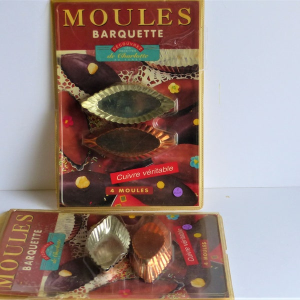 French Vintage Copper Baking Molds, Cookie Molds, Amuse Bouche, French Moules Barquette, Mini Tart Tins, Tiny Baking Molds, FOODIE GIFT,