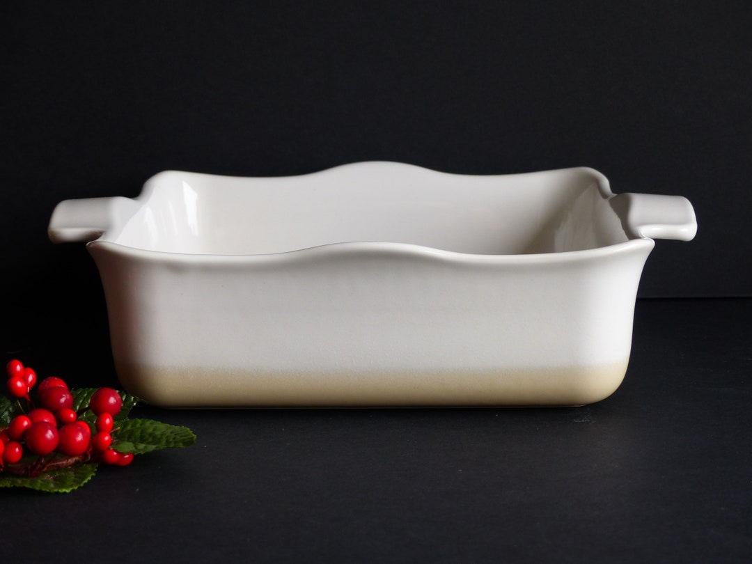 French Vintage White Ceramic Pie Dish, Square Pie Dish, White Casserole