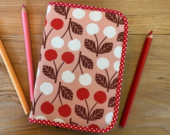 CHERRY pencil case with thick colored pencils