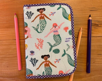 MERMAID pencil case with thick colored pencils