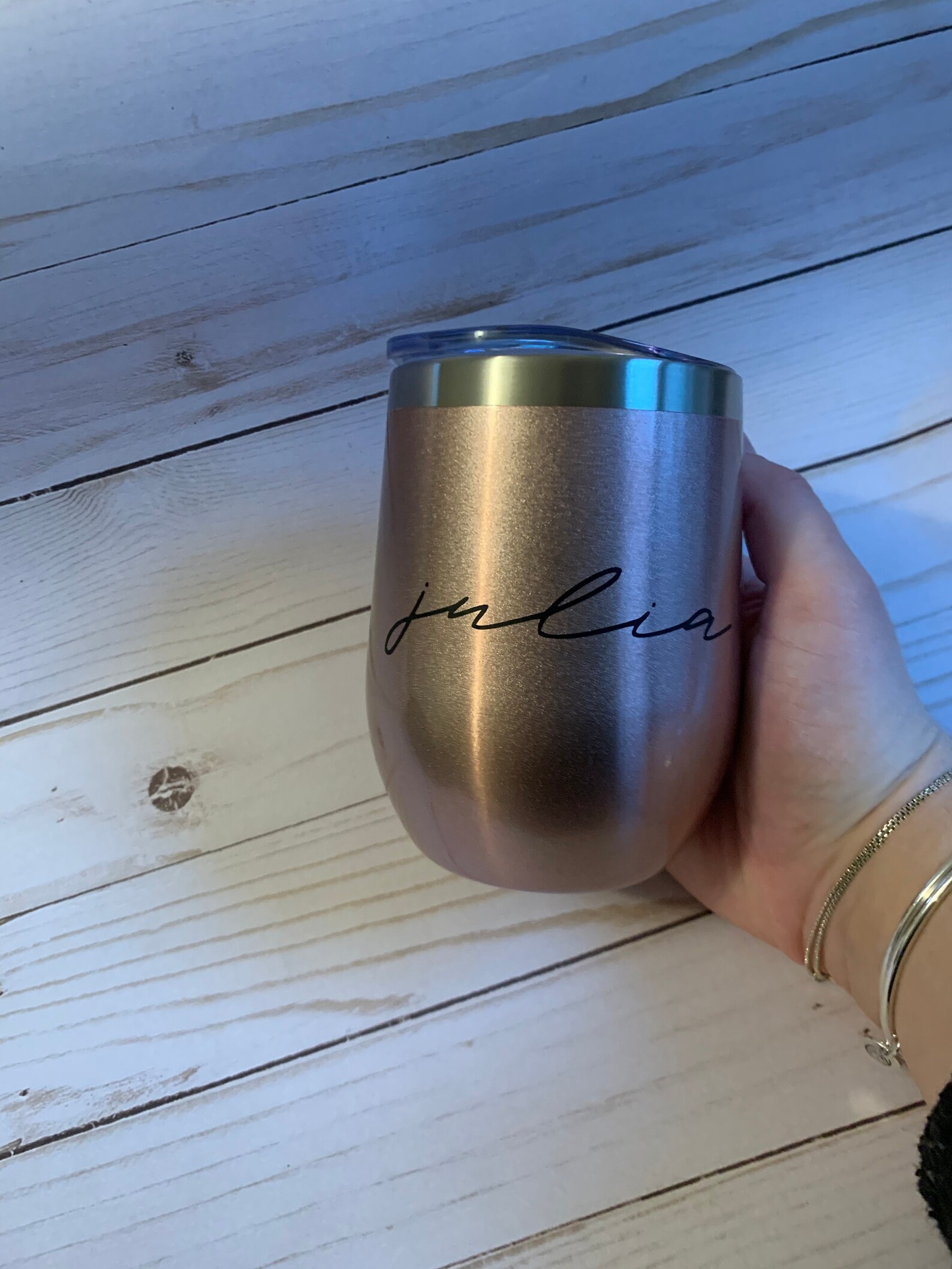 Personalized Rose Gold Wine Tumbler Personalized Wine Etsy