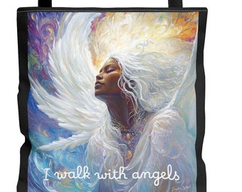 Black Angel Art Tote Bag: Christian Carryall Gift