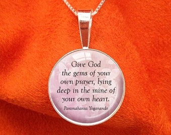 YOGANANDA QUOTE 20mm Pendant Paramahansa Yogananda Necklace Kriya Yoga srf self-realization Kriyaban Jewelry Prayer Pendant