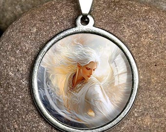 Archangel Michael Pendant: Stainless Steel Angel Protection Necklace