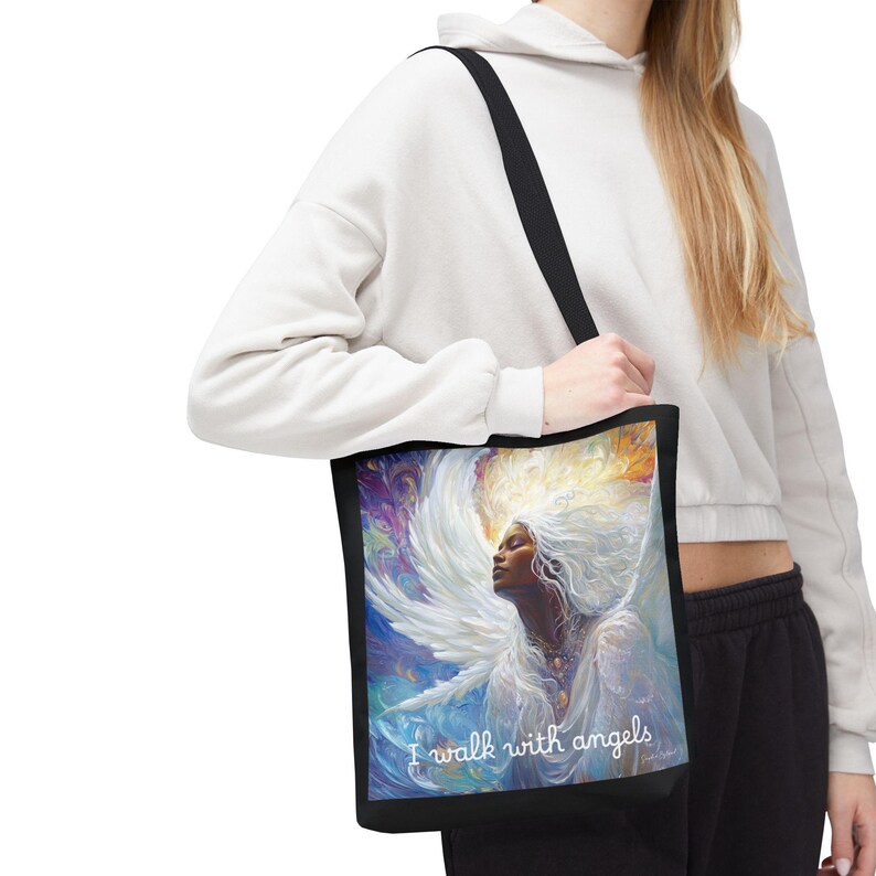 Black Angel Art Tote Bag: Christian Carryall Gift bild 4