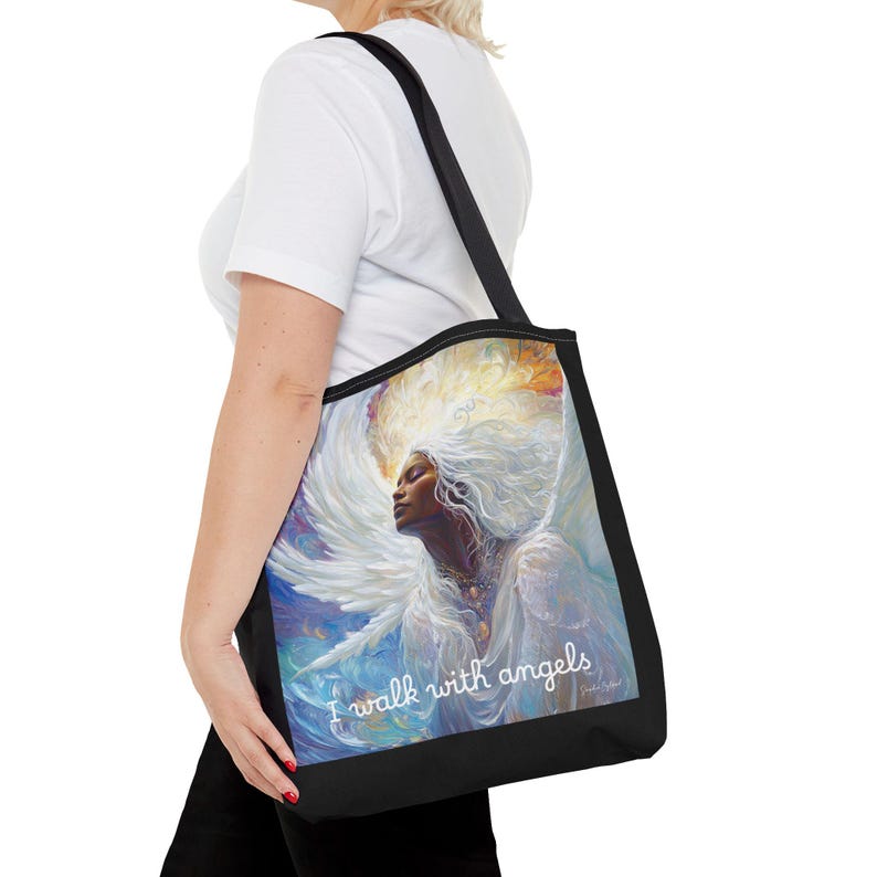 Black Angel Art Tote Bag: Christian Carryall Gift bild 6