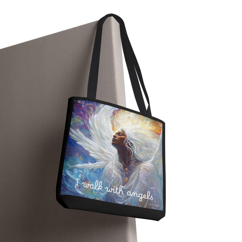 Black Angel Art Tote Bag: Christian Carryall Gift bild 10