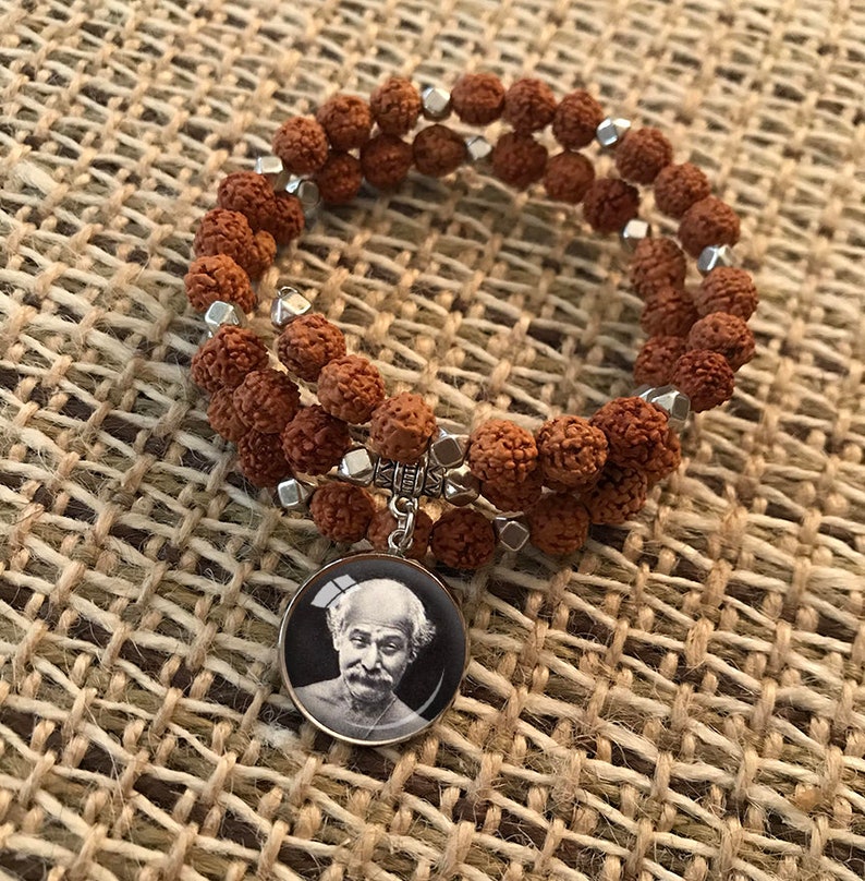 YOGANANDA BRACELET Rudraksha Kriya Beads Paramahansa Yogananda Babaji Lahiri Mahasaya Sri Yukteswar Bracelet Kriya Yoga self realization image 6