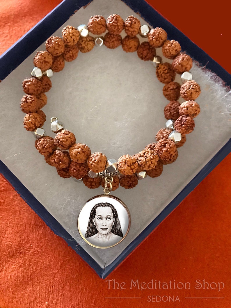 YOGANANDA BRACELET Rudraksha Kriya Beads Paramahansa Yogananda Babaji Lahiri Mahasaya Sri Yukteswar Bracelet Kriya Yoga self realization image 5