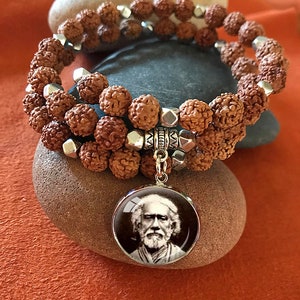 YOGANANDA BRACELET Rudraksha Kriya Beads Paramahansa Yogananda Babaji Lahiri Mahasaya Sri Yukteswar Bracelet Kriya Yoga self realization image 7