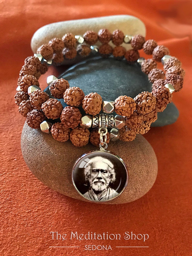 YOGANANDA BRACELET Rudraksha Kriya Beads Paramahansa Yogananda Babaji Lahiri Mahasaya Sri Yukteswar Bracelet Kriya Yoga self realization 画像 7