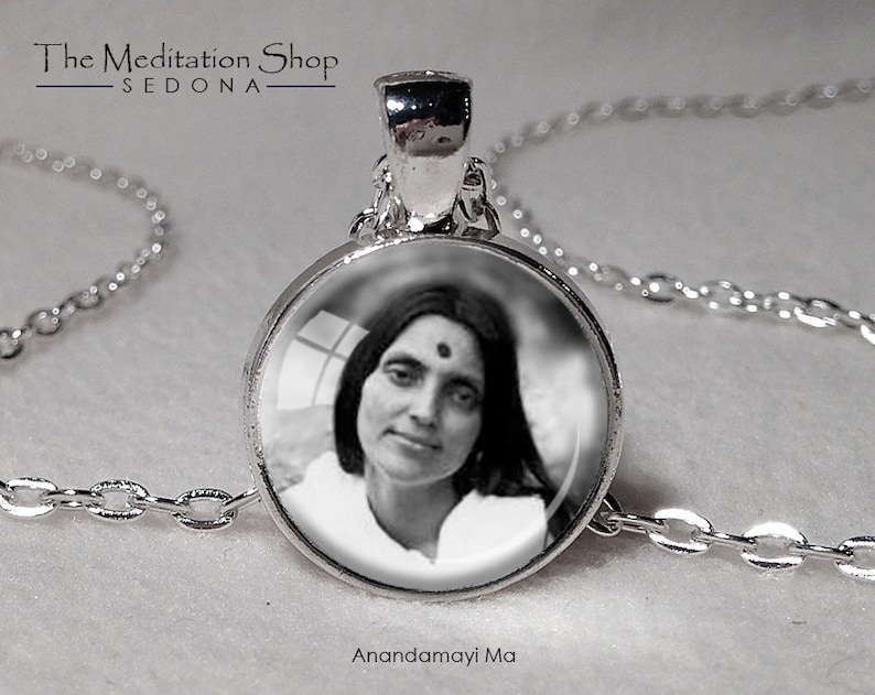 ANANDAMAYI MA PENDANT Hindu Guru Jewelry Sri Ma India Saint Necklace Pendant Spiritual Bhakti Yoga Self-realization, Silver or Bronze Finish image 2